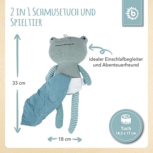 Bieco Frosch Kuscheltier Mit Schmusetuch | 30 cm | Plüschtier für Baby, Mädchen & Junge | Stuffed Animal | Süßes Stofftier