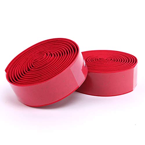VinqliqÂ® New Super Soft Cork Bike Bicycle Cycling Handlebar Tape Wraps with Bar Plugs (Red)