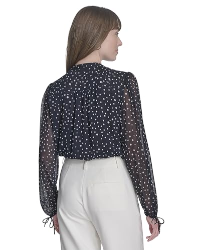 Tommy Hilfiger Women's Long Sleeve Dot Print Tie Neck Blouse4