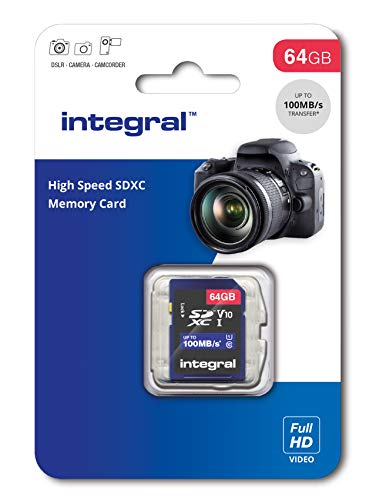 Integral INSDX64G-100V10 64GB SD Card High Speed Memory SDXC Up To 100MB/S V10 UHS U1
