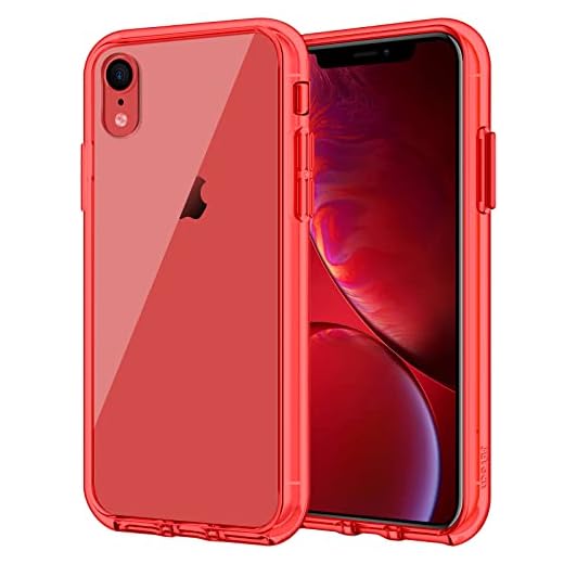 JETech Coque pour iPhone XR, Anti-Jaunissement Housse Étui 6,1 Pouces, Transparente Anti-Chocs et Anti-Rayures (Rouge)