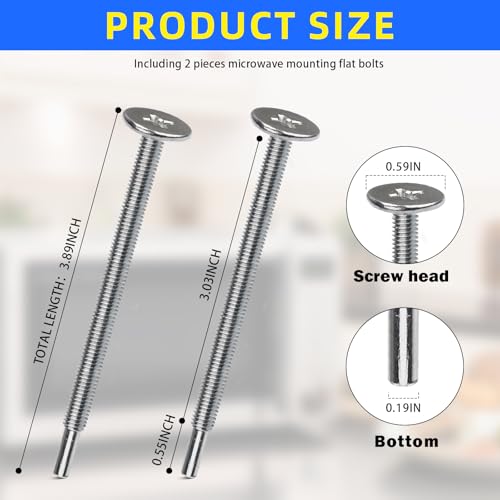 Under Cabinet Mounting Microwave Flat Bolts DE60-20066A Replacement for Samsung Microwave Mounting Kit AP4219712 2079902 PS4226718, Compatible with Microwave Samsung GE Kenmore Maytag, Set of 2