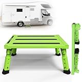 Multifunktionale Klapptrittstufe: Tritthocker ist eine intelligent gestaltete Klapptrittstufe, die sich besonders für Wohnmobile, Wohnwagen und Campingaktivitäten eignet. Es bietet eine sichere und stabile Plattform zum einfachen Ein- und Aussteigen in Ihr Wohnmobil oder zur Einrichtung eines Campingbereichs.
