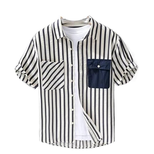 Chemise homme fine à rayures cargo idéale pour les terrasses de café en été