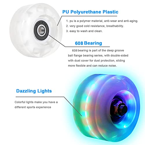 Vnaker Light Up Roller Skate Wheels 78A 32 X 58Mm, Luminous Skate Wheels Replacement 2 Pack For Indoor Or Outdoor Double Row Skating And Skateboard #TOP2