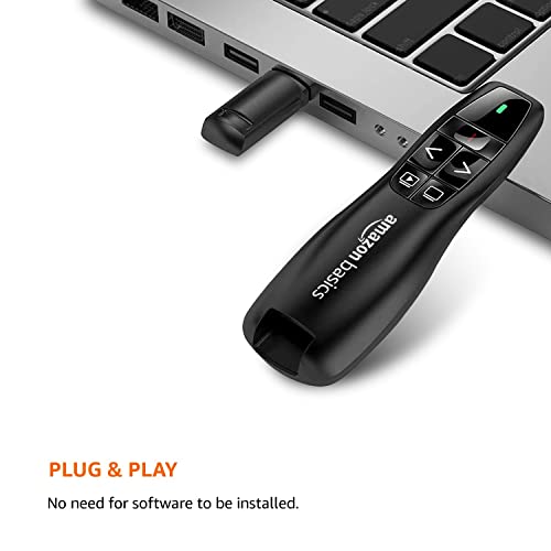 Image of Amazon Basics Wireless Laser Controller for Presentation, with USB Receiver and Battery Indicator (Battery Not Included)
