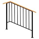 Outvita Outdoor Stair Railing, Fits for 1-4 Steps Transitional Wrought Iron Handrail, Handrails for Outdoor Steps with Installation Kit for Steps Concrete Step or Wooden Stairs