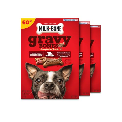 Milk-Bone GravyBones Dog Biscuits Gravy Coated Small Dog Treats 60 Oz. Boxes (Pack of 3)
