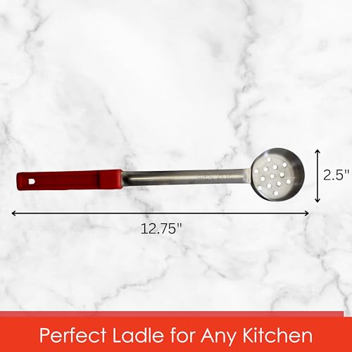 Habanerofire 2 Ounce Slotted Stainless Steel Portion Control Ladle Spoon for Measuring and Serving; Commercial Grade Serving Scoops [Pack of 2] - Thumbnail 4