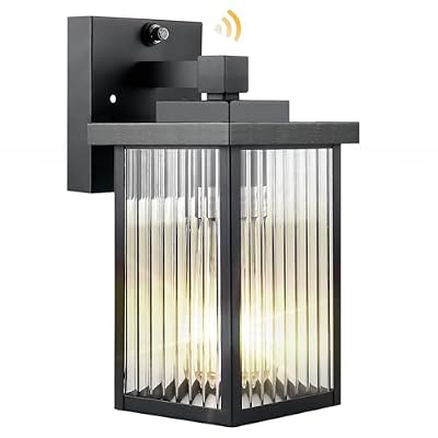 hameso Dusk to Dawn Outdoor Lighting, Waterproof Outdoor Porch Light with Tempered Glass, Outdoor Light Fixture for House Exterior Front Door Garage Patio