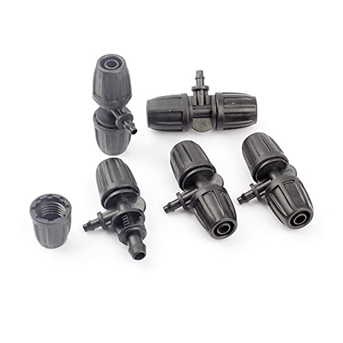 Raccordo di raccordo 50 pezzi da 8/11 mm a 4/7 mm con dado di bloccaggio per tubo da giardino, raccordo di riduzione filettato a T, parti del sistema di irrigazione a goccia micro, raccordi (diametr