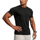 BVSN Casual Short Sleeve Crew Neck Classic Wicking Breathable Fitness Muscle Athletic T Shirts Men (US, Alpha, Medium, Regular, Black)