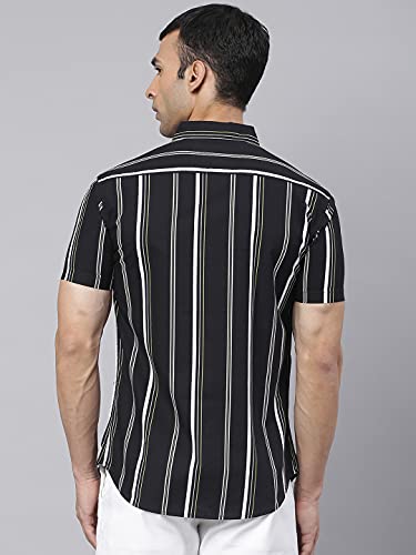 Image of Dennis Lingo Men's Vertical Stripes Slim Fit Cotton Casual Shirt