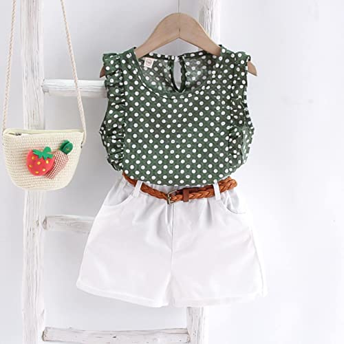 Tops Shorts Infantil Camiseta Roupas Conjunto de Verão Calças Bebê Meninas Mangas Voadoras Chiffon C