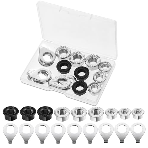 Giantree 18 Pcs Bike Nuts and Safety Washers, M8 M9.5 M10 Bicycle Axle Nuts Kit, Mountain Bike Accessories Wheel Retaining Bicycle Hook Hub Parts for Front and Rear Bike Wheel Mountain Road(18pcs)