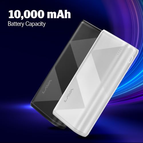 Image of Lava POWERMAX [10000mAh] 22.5W Premium Fast Charging Power Bank with Triple Charging Ports, Superior Graphic Design, Strong Polycarbonate Body & BIS Certified, Made in India (White)