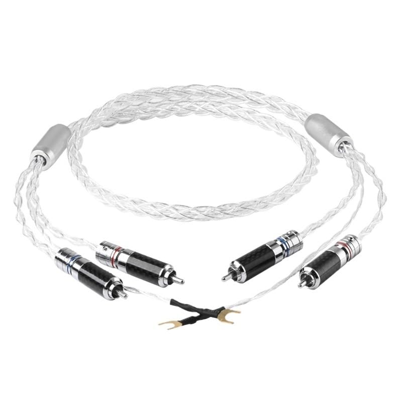 HiFi Audio Phono Tonearm Cable OCC Silver Plated 2R/*CA Cable with Ground Wire LP Vinyl Chassis Record Player Amplifier(300cm)