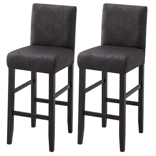Image of FUANGUI Bar Stool Covers Set of 2, Stretch Bar Stool Seat Covers | Washable Removable Bar Chair Covers with Backs Slipcovers, Bar Chair Covers Square for Kitchen Dining Room Cafe