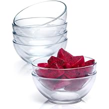 NUTRIUPS 6 Inch Small Glass Bowls Set of 6, 16oz Glass Cereal Bowl Set, Clear Tempered Glass Dessert Bowls for Kitchen Microwave and Oven Safe 6 inch, Set of 6