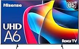 Hisense 85-Inch Class A6 Series 4K UHD Smart Roku TV (85A6NR, 2024 Model) - Dolby Vision HDR, DTS Studio Sound, Game Mode Plus, Alexa Compatibility, Black