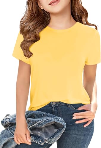 Girls Short Sleeve T Shirts Crew Neck Summer Tops Basic Tees 5-14 Year