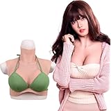 [BodhiTCM] シリコンバスト ハイネック 女装 人工乳房 偽乳 シリコンおっぱい BCDEGHSZカップ コスプレ 変装 仮装 (ホワイト, 真綿充填 Dカップ)