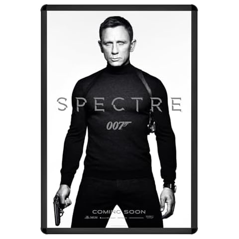 SnapeZo Movie Poster Frame 27x40 Inches, Black 1.25 Inch Aluminum Profile, Round-Cornered, Front-Loading Snap Frame, Wall Mounting, Professional Series for One Sheet Movie Posters Cover