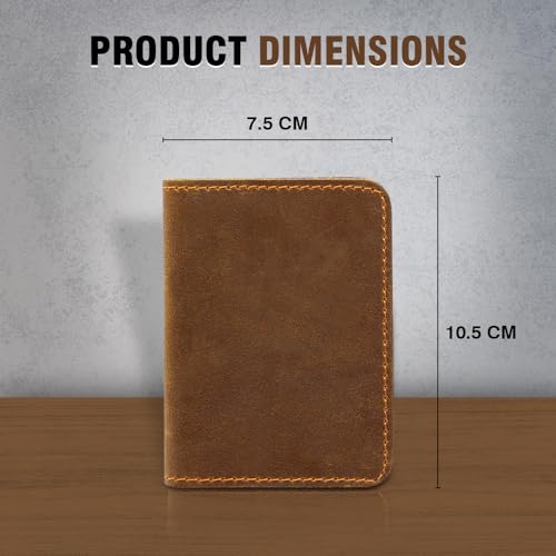Slim Minimalist Bifold Wallet for Men & Women, RFID Blocking, Thin slim Bifold Design, Genuine Leather, Ultra Strong Stitching, Small Elastic Credit Card Holder for Front Pocket (Brown, Card Carry)4