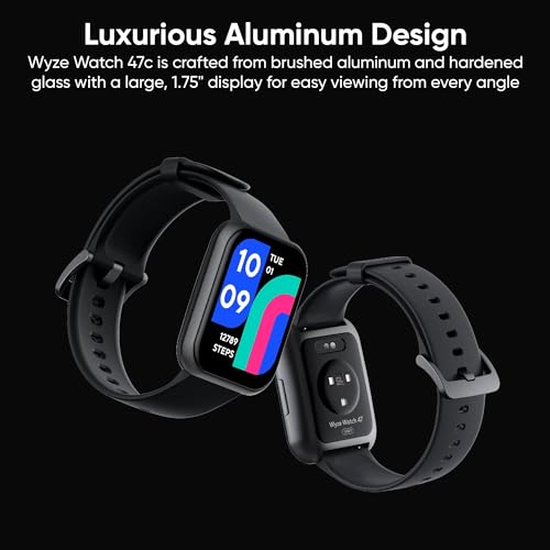 Image of WYZE Smart Watch, 1.75 inch(47mm)Aluminum Smartwatch for Android Phones and iOS Phones IP68 Waterproof Fitness Tracker with Heart Rate /Blood Oxygen /Sleep / Menstrual Monitor Digital Watch for Women and Men