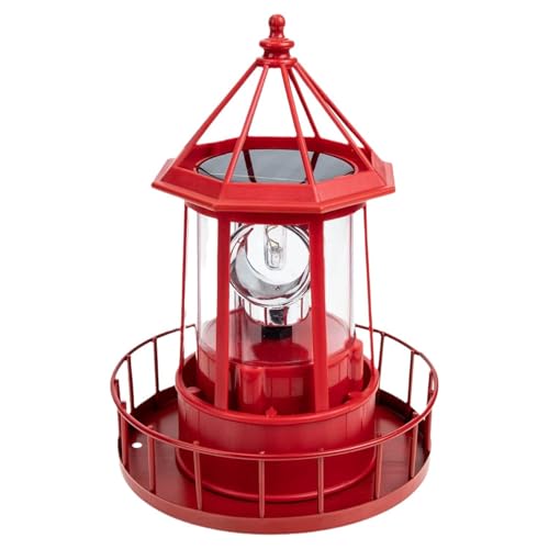 Enajucy Solar Lighthouse Rotating Light - 360 Degree Light Houses Lamp for Yard, IP65 Waterproof...
