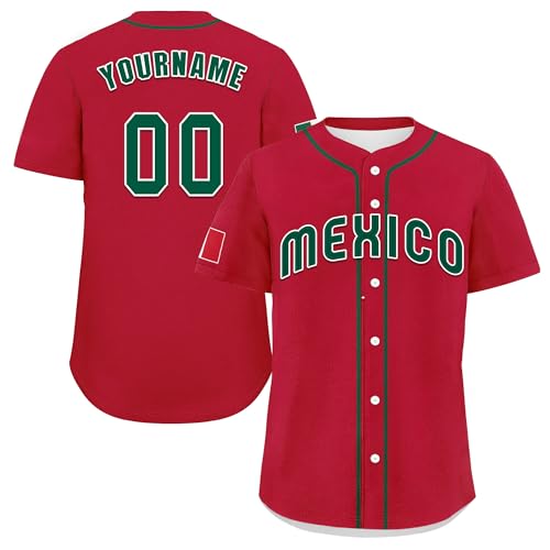 Camiseta de béisbol estilo México personalizada con diseño de bandera, camiseta mexicana de softball para fanáticos y uniformes de equipos miniatura 1