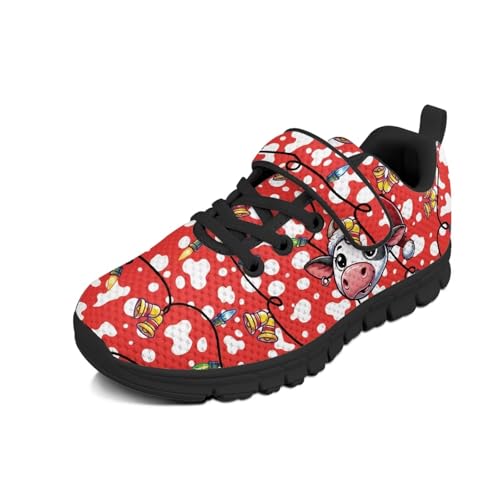 Boys Girls Shoes for Little Kids/Big Kids Machine Washable Lightweight Comfy Athletic Running Shoes Kids Sneakers Light Grey Christmas Cow Pattern