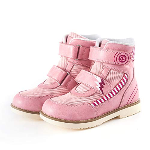 NAMENLOS Tout-Petits AFO orthopédiques Chaussures Montantes en Cuir avec Enfants correctrice Boot Arche de Soutien et chevillère Retour Haut Sneaker pour Enfants pour Les Pieds Plats,Rose,23 Cover