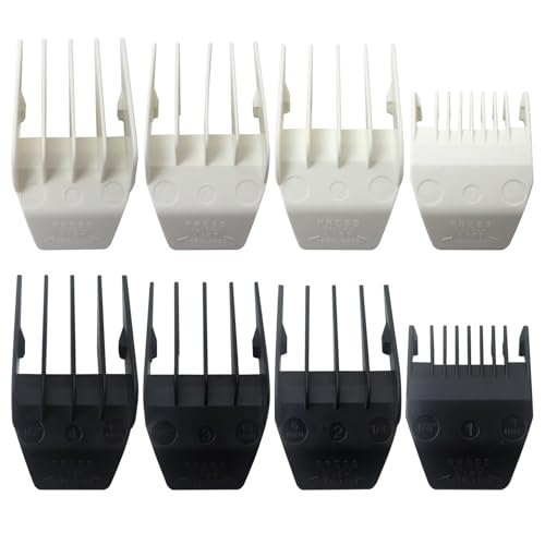 INGQI New Replacement for Professional Peanut Clipper Guards - 8-Piece Clipper Guides For Wahl Peanut, Trimmer Cutting Guides Set - Compatible for Peanut Blade, 4 Black + 4 White