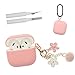Compatible with AirPods 4 Case 2024, Premium Soft Silicone Protective Case Cover for Apple AirPods 4th Generation with Cleaner Kit, Carabiner and Keychain Accessories for Women Girls (Pink)