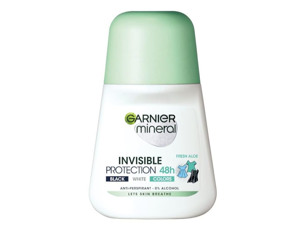 GARNIER Lot de 6 déodorants roll-on invisible Black and White Clean Fresh 50 ml