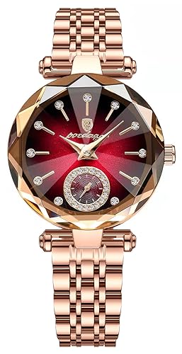 Gosasa Reloj de mujer de lujo de marca superior, esfera de diamante, reloj elegante para mujer, de cuero, cuarzo, a la moda, reloj de pulsera para mujer, impermeable, pantalla analógica, acero