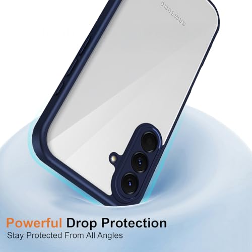 Image of Kapa Hawkeye Clear Slim Tough Back Cover for Samsung Galaxy M36 / F36 5G | Camera Lens Protector Anti Yellow Shockproof Clear Hybrid Case Cover (Blue Sides)