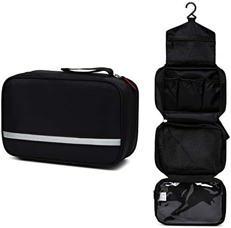 VASCHY Toiletry Bag, Water Resistant Large Hanging Travel Toiletry Kit Shaving Bag Portable Wash Bag for Men Women Makeup Bag Organizer(Black)
