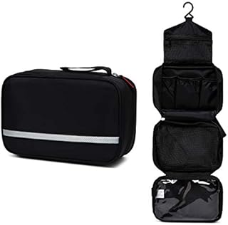 VASCHY Toiletry Bag, Water Resistant Large Hanging Travel Toiletry Kit Shaving Bag Portable Wash Bag for Men Women Makeup Bag Organizer(Black)