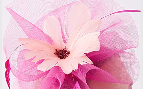 Oridoor Women Organza Fascinator Church Kentucky Derby Hat Floral Tea Party Wedding Hat Rose, 003C Rose And Pink #TOP4