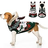 OTOB Medium Large Dog Sweater Christmas Hoodie Holiday, Soft Warm Ugly Christmas Sweater for Dogs, Dog Outfit with Reindeer Snowflake and Leash Hole, Cold Weather Pet Knitwear Clothes, L