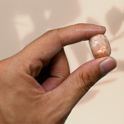 Image of Certified Sunstone Crystal Healing Tumbled Stone, Natural Polished Crystals for DIY Crafts, Manifestation, Meditation, Pooja Feng Shui and Reiki Healing (30 Grams)