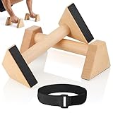 Hahorpa Liegestützgriffe Holz, 2 Rutschfeste Handstand Griffe, Ergonomische Parallettes, Stabil & Langlebig Liegestütze Griff, Handstand Stütze für Zuhause & Outdoor, Ideal als Calisthenics Equipment