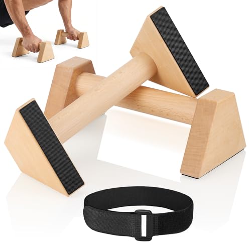 Hahorpa Liegestützgriffe Holz 2 Rutschfeste Handstand Griffe Ergonomische Parallettes Stabil & Langlebig Liegestütze Griff Handstand Stütze für Zuhause & Outdoor Ideal als Calisthenics Equipment