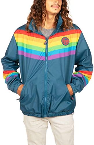 Tipsy Elves Rainbow Striped Windbreaker Jacket for Pride Festivals Rainglow Size Small
