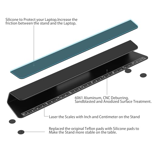 Image of Portable Laptop Wedge Airflow Cooling Stand, Aluminium Laptops Feet Legs Improved Ergonomics, Stability, and Versatility - Compatible with MacBook and All Laptop, with Ruler