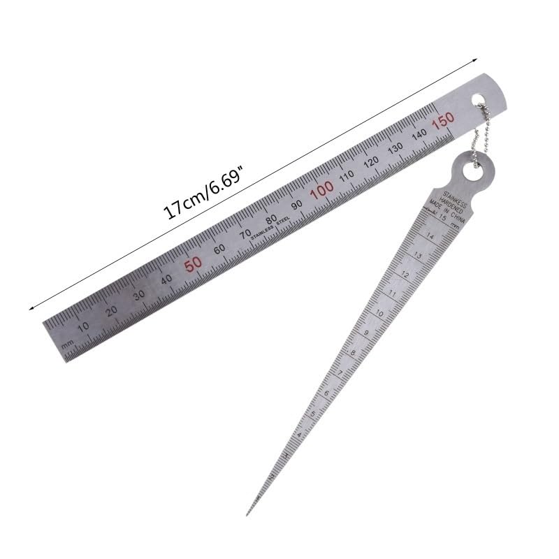 1pc Taper Gauge Depth Gap Ruler Wedge Feeler 1-15mm Stainless Steel Hole Inspection