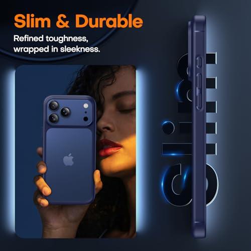 Image of TAURI for iPhone 17 Pro Case, with Screen Protector, Matte Blue | Full Camera Protection, Anti-Yellowing Military-Grade Protection Shockproof Slim Phone Case for iPhone 17 Pro