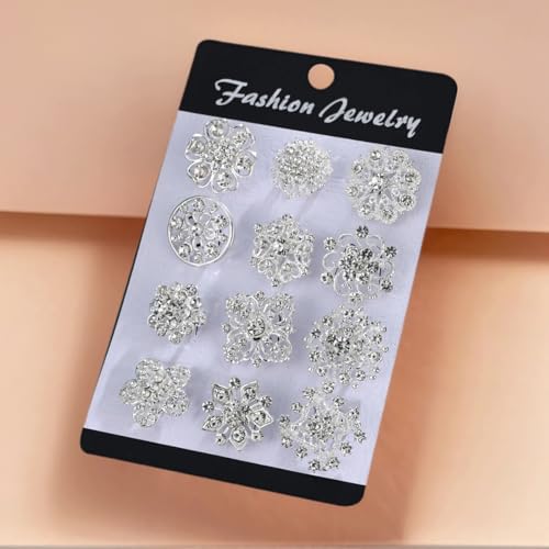 Image of 26 Pieces Wedding Bouquet Bulk Brooches for Women Fashion, Large Rhinestone Flower Brooch Pins for Crafts